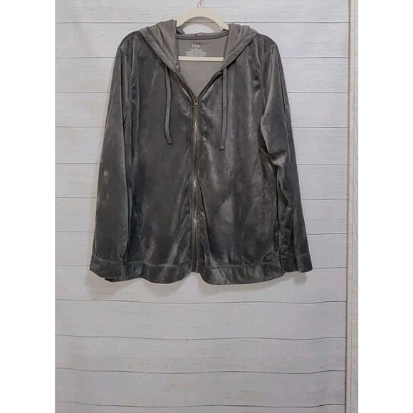 HUE Women's Gray Velour Lounge Set~Size XL (18/20) - Picture 2 of 15